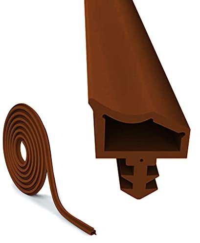 Guarnizione per Porta Contro Correnti D'aria 10M, EUBSWA Qualità Gomma Guarnizione Porta per Stanza, Larghezza Scanalatura 4mm Profondità 7mm Piega 12mm, Marrone