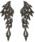 Pendientes de Mujer- Clearine Art Deco Racimo de Hojas de Ala de Ángel Aretes Llamativos Araña Colgante Largos de Gota Regalo,Color Gris Negro-Tono