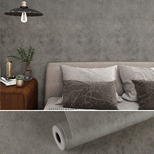 VEELIKE Tapete Betonoptik Grau 40cm×900cm Wandtapete Industrial Möbelfolie Vintage Shabby Tapeten Selbstklebende Folie Küchenrückwand Wohnzimmer Mustertapete Klebefolie Arbeitsplatte Küche Abwaschbar