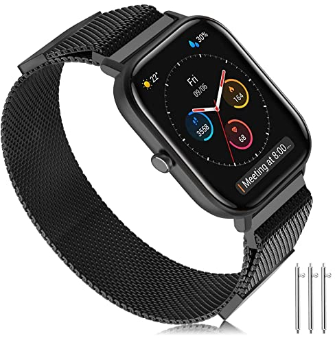 Cinturino Compatibile con Amazfit GTS/GTS 2/2 Mini/2e/3, 20mm Bracciale Acciaio Inossidabile Doppio Magnete Cinturino per Amazfit GTR 42mm/ Bip/Bip Lite/Bip S/Bip U/U Pro/Bip S Lite/Galaxy Watch4