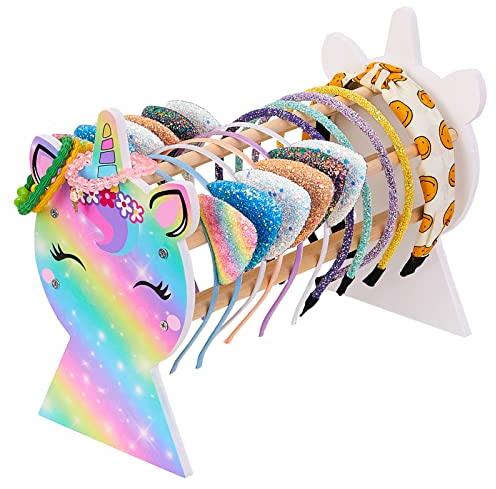 Basumee Girls Headband Holder Organizer Headbands Display Stand Unicorn Hairband Storage Rack Hair Hoop Organiser Home Room Decors for Girls