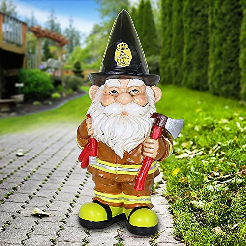TY&WJ Pompier Jardin GNOME Statue,Résine Pompier Elfe Nain Figurine,Drôle GNOME Statue Extérieure Ornements De Pelouse pour Yard Porche Décoration-Un Un