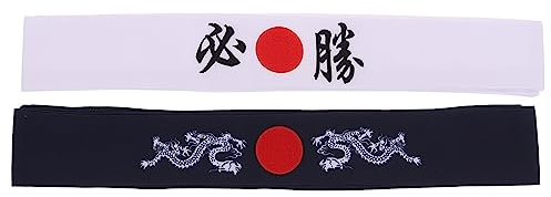 2Pcs Giapponese Hachimaki Fabbands Bushido Karate Training Hairband Sports Headwear ( Certa Vittoria Dragon Pattern )