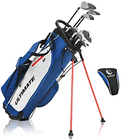 GYMAX komplettes Herren Golfschläger Set, 9 teiliges Golf Set rechtshändig mit Standtasche, Inklusive 1# Aluminium-Driver, 3# Fairwayholz, 4# Hybrid, 6-9# Eisen, P# Zink-Eisen, Putter (Rechts)