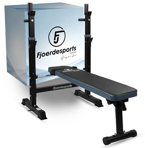 Fjoerdesports Hantelbank mit Ablage, Verstellbare Höhe & Klappbar, Schwerlast Gewichtheben, Heimtraining, Home Gym, Dip-Station, Fitnessstudio, Multifunktion Trainingsbank
