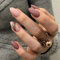 Agasar 24pcs Short Almond False Nails Pink Stick on Glitter Gold Decor Press Removable Glue-on Fake Acrylic Full Cover Women Girls Nail Art Accessories, Variety Pack, Pack Of 24 1 ml
