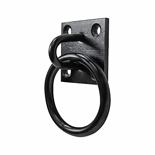 SUL Heavy Duty Ring on Plate with Black Coating, Horse tie up Ring Plate for Horse Stable Tie Ring, decking Rope Fittings Rust Proof Tie Rings - 50x50mm (Ring On Plate Black 1pk)