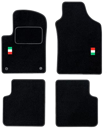 MOTOS Personalisierte Velours-Fußmatten passend für FIAT 500 ab 2007 - Personalisierte, Matt, Weiß - halten Sie Ihr Auto sauber und komfortabel mit unseren Fußmatten