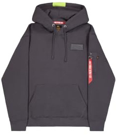 Alpha Industries Herren Red Stripe Hoody, Vintage Grey, M