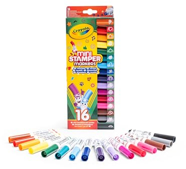 Crayola - 16 abwaschbare Filzstifte mit Stempelspitze Pip Squeaks, sortierte Farben, für Schule und Freizeit, ab 3 Jahren