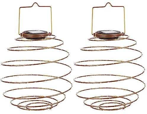 2 x Solar-Laterne SPIRALE zum hängen LED-Spiralleuchte Stimmungsleuchte IP44 Deko-Lampe Dekoration für Balkon Terrasse (LA9 19189M02-Messing)