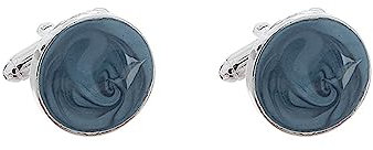 Ayoiow Manschettenknopf Gravieren Legierung Dunkelblau Rund Manschettenknöpfe