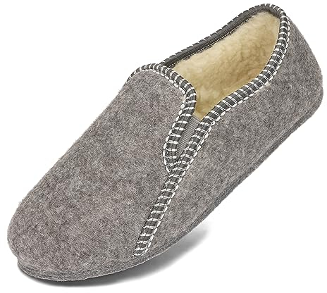 BeComfy Damen Herren Filzhauschuhe Gefüttert mit Schafwolle Warme Pantoffeln Unisex Filzsohle 36-46 EU (Grau, EU Schuhgrößensystem, Erwachsene, Numerisch, M, 41)