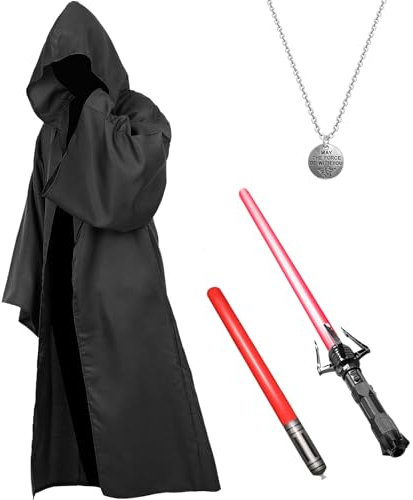 shengo Kapuzenumhang Jedi Robe für Erwachsene, Jedi Cape Herren Kapuzenumhang, Halloween Cape Kostüm Karneval Kostüm Herren Cosplay Party Kostüm für Erwachsene