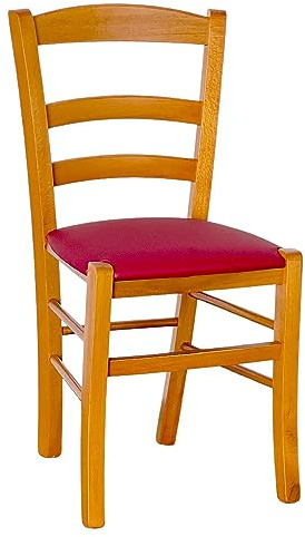 okAffareFatto di Zimbardi Costanza Kirsche Kirsche Holz Stuhl mit Sitz Kunstleder rot