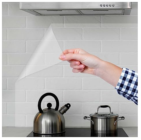 Película transparente de plástico autoadhesiva, protege la pared de cocina, película adhesiva para muebles, rollo adhesivo transparente para pared, para cocina, puertas, paredes, muebles, armarios