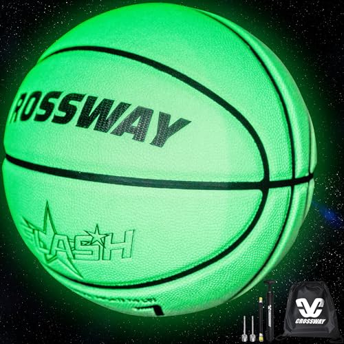 CROSSWAY Nachtspiele mit reflektierendem Hologramm-Basketball - Leuchtend, nachtleuchtend, fluoreszierend, dunkle Beleuchtung Offizielle Standardgröße 7 Zufriedigendes Geschenk (Grün, 7)