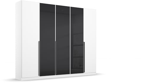 möbelando Drehtürenschrank >Artemis< in alpinweiß/Glas Basalt - 226x210x54 (BxHxT)