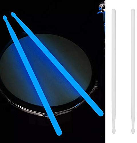 Knadgbft 1 paire de baguettes de batterie fluorescentes 5 A pour jazz - Accessoires de batterie phosphorescents - Bleu