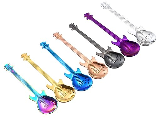Alipis 1 Pc cucharas de cafe inoxidable cucharadita de café de guitarra guitarras cuchara con forma de guitarra Accesorios de cocina concentrarse cuchara de mezcla regalo