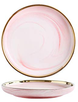 Dinner Plates, Ceramic Round Salad/Appetizer Plates for Home and Kitchen, Dinner Dishes for Fruit, Cheese, Dessert -Side Plates and Pasta Bowls, 2 Pcs,7 inch Bowl (Color : 10 Inch Dinner Plate)