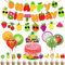 Finypa Niedliche sensorische Frucht für den 1. Geburtstag Party Obst Thema Party Supplies Kuchen Cupcake Toppers Happy Birthday Banner Luftballons für Jungen und Mädchen Obst Party Dekorationen