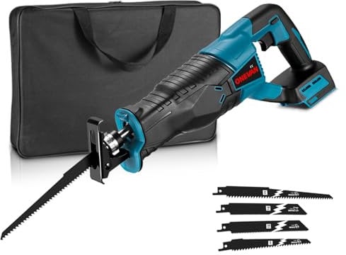 Electric Reciprocating Saw Cordless Saber Saw - Hand Saws Cutting Wood Fit for Makita, 0-2800SPM Stroke Speed Reciprocating Saws with 4 Saw Blades (Machine Only)