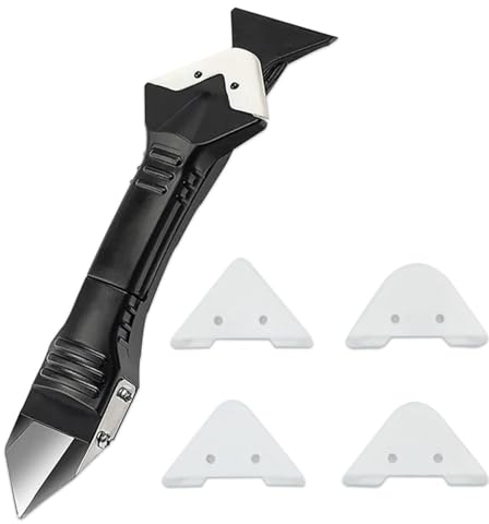 Truloven 3 in 1 Silikon Abdichtungswerkzeug, Fugenentferner-Werkzeug, Fugenentfernungswerkzeug (Edelstahlkopf), geeignet für Badezimmer, Fenster, Böden, Fliesen, Küche usw.
