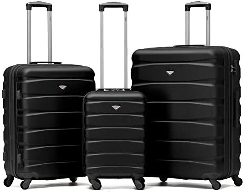Flight Knight 3er-Set Mittelgroß und Groß Leichte 4-Rad-ABS-Hartschalenkoffer Handgepack, Fur uber 60 Fluggesellschaften, einschließlich easyJet, Jet2 und Max Ryanair (Priority) 55 x 40 x 20 cm