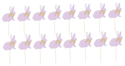 Cabilock 48 Stk Kuchen Topper ostern zu ostern obstpflücker ostern tortendeko Osterhasen-Kuchenaufleger Hasen- Cupcake- zu Ostern Kuchen Picks Hölzern Rosa