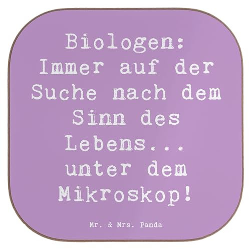 Mr. & Mrs. Panda Tischuntersetzer Spruch Biologin Mikroskop - Geschenk, gläseruntersetzer, Untersetzer Gläser, Naturliebhaber, Tassenuntersetzer, Lebewesen, Biologen, Berufe, Forscher, Beruf, für