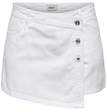 Only Onllesly Reg Lb DNM Bj Noos Mini Denim Wrap Skort, Bianco Denim, M