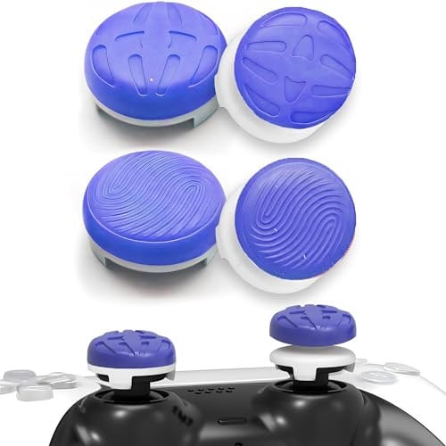 TEUVO Thumb Joystick Gommini per PS4 Controller e per PS5 Controller, 4 Pezzi Silicone Copertina Thumbsticks Grip per Migliorare Puntamento e Precisione, Ridurre Pollice Scivolamento, Indaco