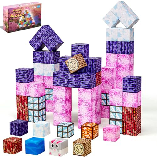 JOEJONI Magnetische Bausteine, 80 Stück Magnetbausteine, Magnetic Building Blocks, Montessori Magnetische Spielzeug für ab 3+ Jahre, Kreative Kinderspielzeug