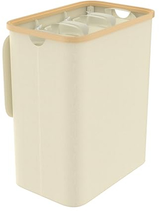 LARS360 Panier à Linge 3 Compartiments, Panier à Linge avec Couvercle, 140L, Panier à Linge Pliable, Organisateur pour Linge, Panier à Linge (Beige)