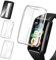 ivoler 3 Piezas Funda con Protector de Pantalla para Huawei Band 7 / Huawei Band 6 / Honor Band 7 / Honor Band 6, Protección Completa Carcasa Suave TPU Anti-Arañazos Case, 2 Transparente + 1 Negro