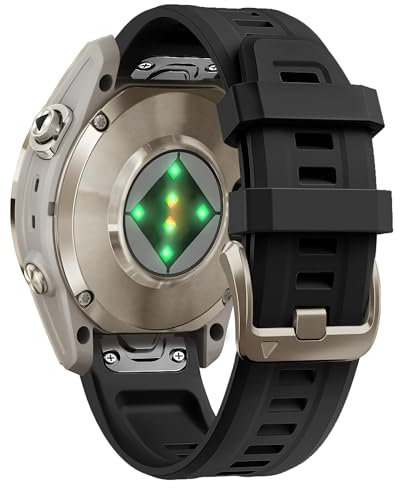 KDEGK Für Garmin Fenix ​​7s 6s 5s Pro Solar Silikon Licht Gold Schnalle Quick 20mm Uhrenarmbänder Ersatz für Garmin Epix Pro Gen 2 42mm Descent Mk2s/3/3i für Frauen Männer(Black)