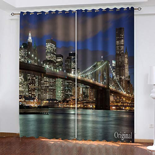BOVZOX Vorhänge Blickdicht 2 Stück x 117 B x 138cm H New York City Verdunklungsgardine mit Ösen für Wohnzimmer Schlafzimmer Kinderzimmer, Wärmeschutz & Geräuschreduzierung für Zimmer