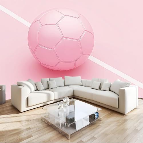 Pink Wallpaper Murals 350 x 256cm Football Photo Wall Murals Non-Woven Mural Wallpaper 3D Effect Decoration Wallpaper Living Room for Bedroom Living Room Hotel