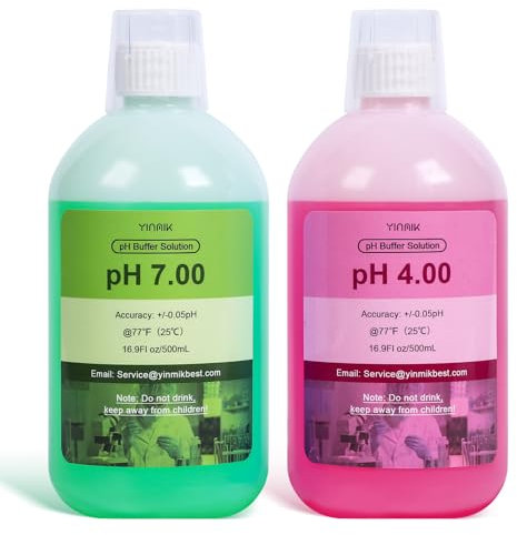 pH-Kalibrierungslösung 4,00 und 7,00 pH-Puffer Slösung, Jeweils 500 ml (16,9 fl oz) pH-Kalibrierungspakete für alle pH-Tester, pH-Kalibrierungspufferlösungskit, pH Messgerät Kalibrierungslösungskit