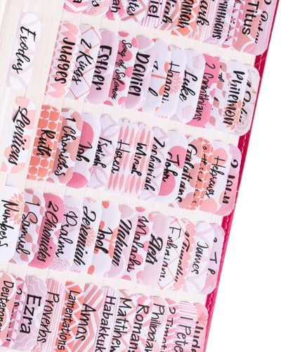 KGDUYC 5 feuilles onglet bible francais,bible rose,marque page bible,bible journaling,Autocollants set d'onglets d'indexation de la Bible, Marque-pages bibliques pour femmes ,bible femme (rose)