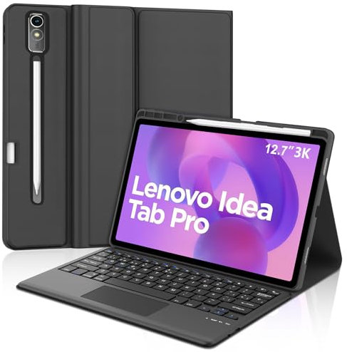 FOGARI Teclado con Touchpad para Lenovo Idea Tab Pro 12.7 2025, Funda para Lenovo Idea Tab Pro 12.7 con Español Ñ Teclado Bluetooth con Trackpad para Tablet Idea Tab Pro 12.7 2025, Negro