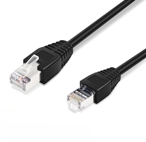 RIKYJIC Cable Ethernet Gigabit blindado Cat6a, RJ45 de alta flexibilidad de grado industrial preterminado para servomotores y entornos hostiles (negro, 80 metros)