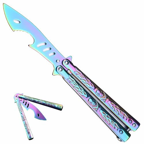 Wthaha,Cuchillo De Mariposa,Hecho De Acero Inoxidable, Sin Filo, Con Un DiseñO úNico De Cabeza De TiburóN, Destinado Para El Entrenamiento