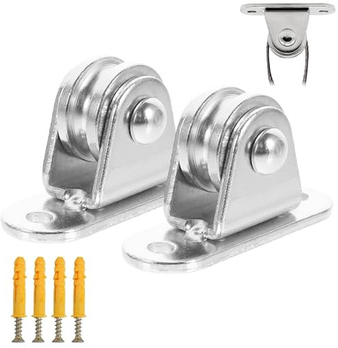 ZcrPrn Washing Line Pulley, Pulley Wheel, 2 Pcs Washing Line Pulley Kit Pulley Block for Sun Shade Sails Wave Sunscreen Canopy Cover, Fixed Pulley for Handling and Moving Sliding Wire Rope