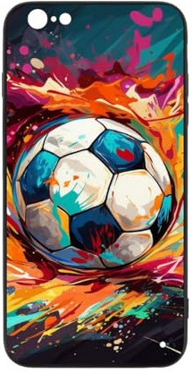 CRIVOTA For iPhone 6/6S Case - All-new Football Design, Glass Back + TPU Inner Shell, Scratch-Resistant, Military-Grade Protection, Cell Phone Cases for Boys Girls