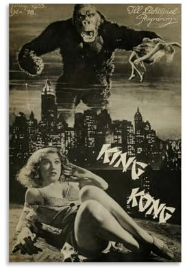 YRUAWRH King Kong 1933 (5) Poster, Wandkunst, ästhetisches Cover, Leinwand, Vintage-Poster, dekoratives Gemälde für Schlafzimmer, Wohnzimmer, 40 x 60 cm, ungerahmter Stil