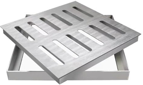 QINGYAN Couvercle D'égout De Terrasse avec Base Carrée en Métal, Couvercle De Drain À Trou for Éviter L'accumulation d'eau De Pluie, Grille De Drainage Extérieure Amovible(9.5x60x2cm)
