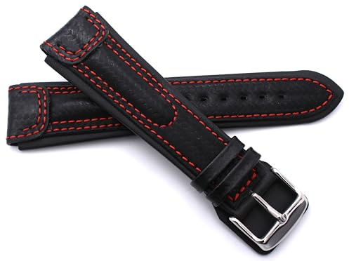 Sulla RIOS1931 Monza Rindsleder Uhrenarmband Carbon look | Rindsleder, 7.5 mm Stärke