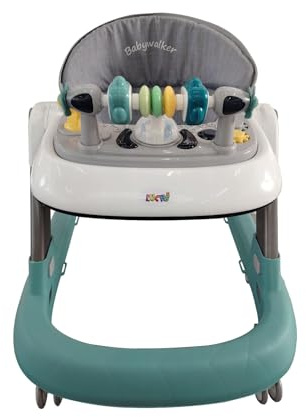 Luchs Babywalker Lauflernhilfe mit Musik & Licht – stabiles Gehfrei für Babys mit Spielcenter & 360° Rollen – Varianten: Grau, Grün, Rosa & Blau – Tierdesign Bär & Hase (Mintgrün, Modell : Ultra)